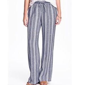 Old Navy Blue and White Stripe Linen Pants - XL